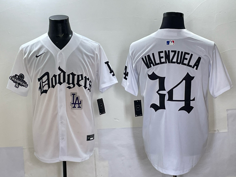 Men Los Angeles Dodgers  #34 Valenzuela white Nike 2025 MLB jersey 0011->los angeles dodgers->MLB Jersey